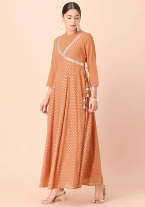 Dusty orange chips upset angrakha kurta