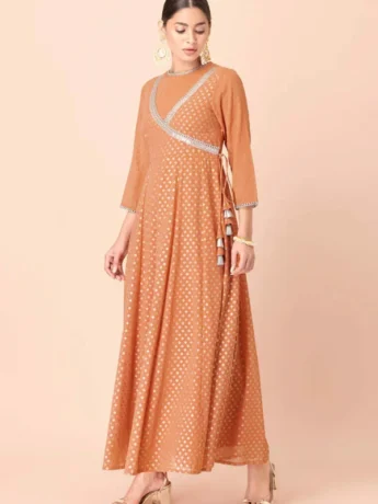Dusty orange chips upset angrakha kurta